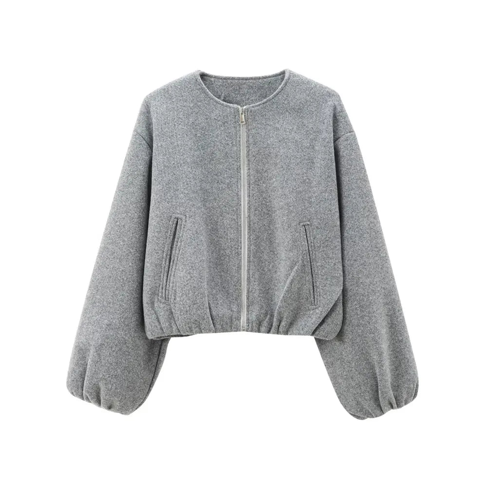 Veste Bombardier Femme Surdimensionnée - Manteau Zippé Tendance