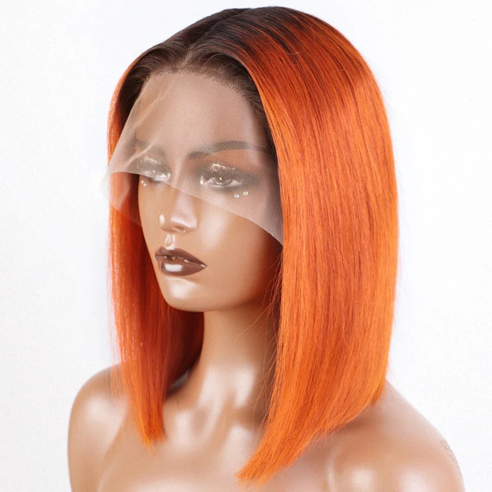 Perruque Lace Front Wig péruvienne P4/27, cheveux 100% naturels, à reflets, Blonde ombrée, lisse, avec Lace Closure, pour femmes