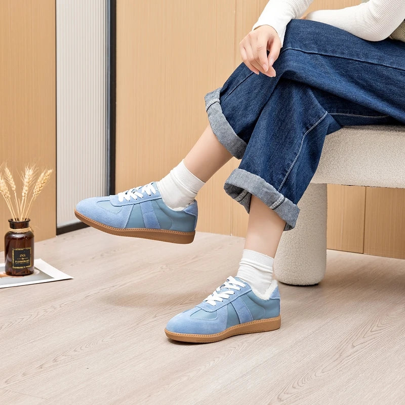 Baskets Femme en Cuir Véritable - Chaussures Décontractées Printemps 2025