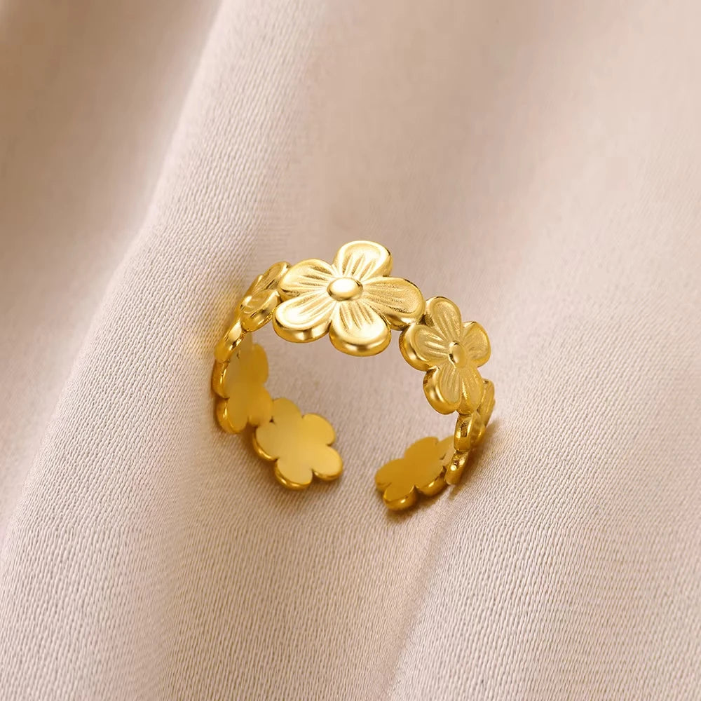 Bagues géométriques en acier inoxydable et Zircon pour femmes, bijoux de luxe, mauvais œil, couleur or, réglables, tendance, cadeau esthétique de mariage