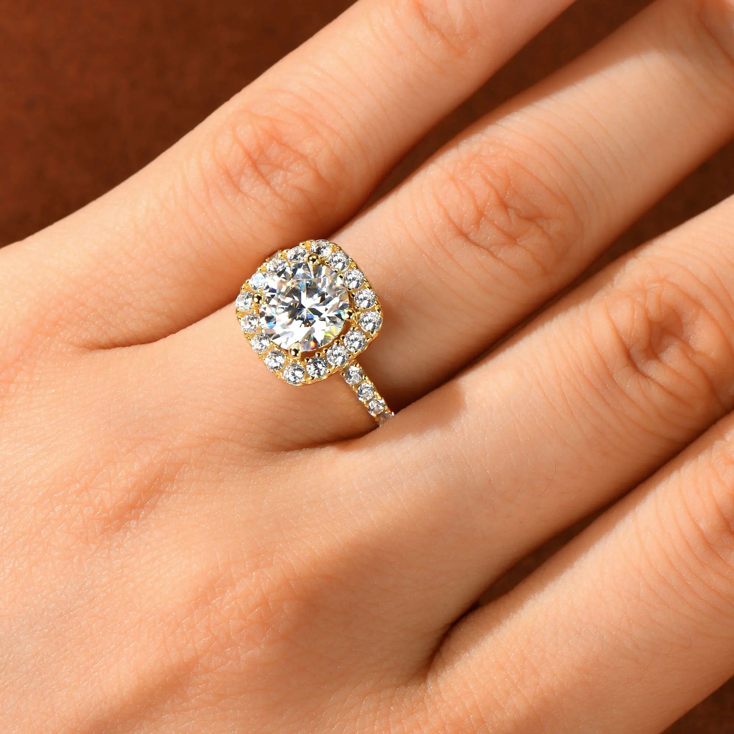 Bague Moissanite 2ct Certifiée GRA - Argent 925 Plaqué Or 18K
