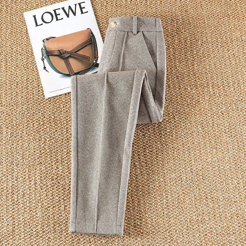 Sarouel Lencensa - Pantalon Velours Taille Haute Élastique Femme Automne-Hiver