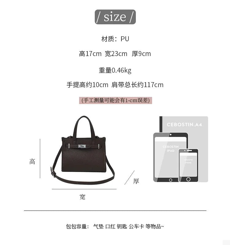 Sac messager élégant pour femme – Sac fourre-tout en cuir de marque de luxe avec sangle réglable