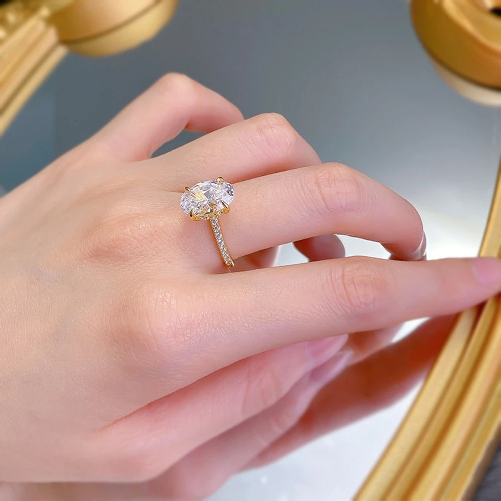 Bague Argent 925 Plaqué Or 18K - Saphir Ovale 8x12mm Laboratoire
