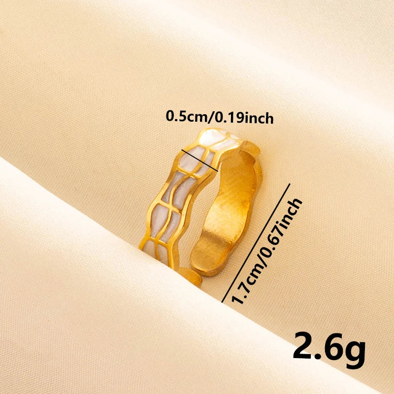 Bague en Acier Inoxydable Plaqué Or group pour Femme et Homme, Bijoux d'Anniversaire, Huile de Goutte à Goutte Blanche, Étoile, Cœur, Œil, Ouvert, Réglable, Vintage