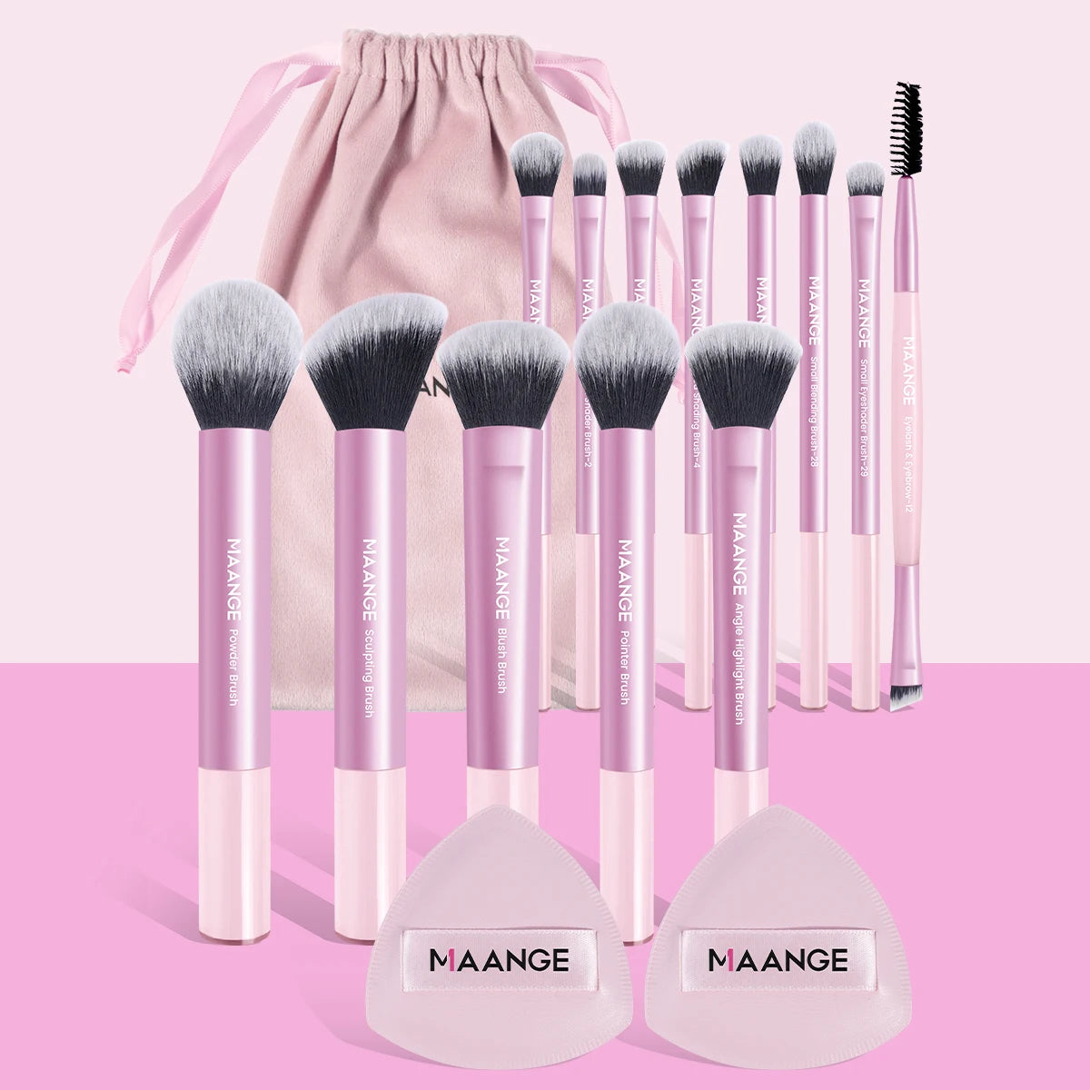 MAANGE 15 pièces outil de maquillage 13 pièces pinceaux de maquillage ensemble fond de teint poudre Blush fard à paupières brosse 2 pièces coussin d'air bouffée beauté mélange