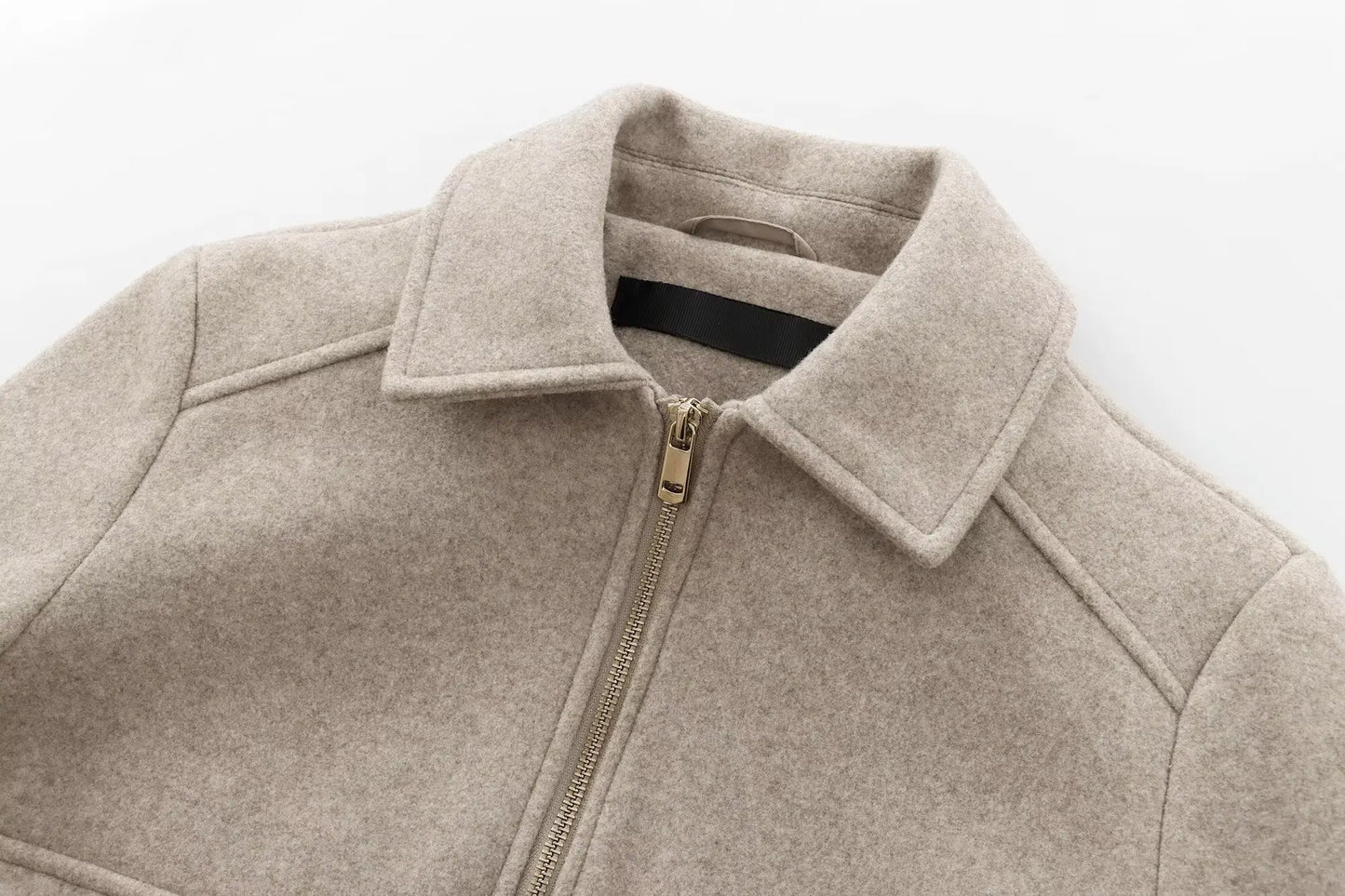 Veste à fermeture éclair pour femme, manteau d'hiver à manches longues avec poches, manteau court de rue élégant pour femme, nouvelle collection - Lencensa 