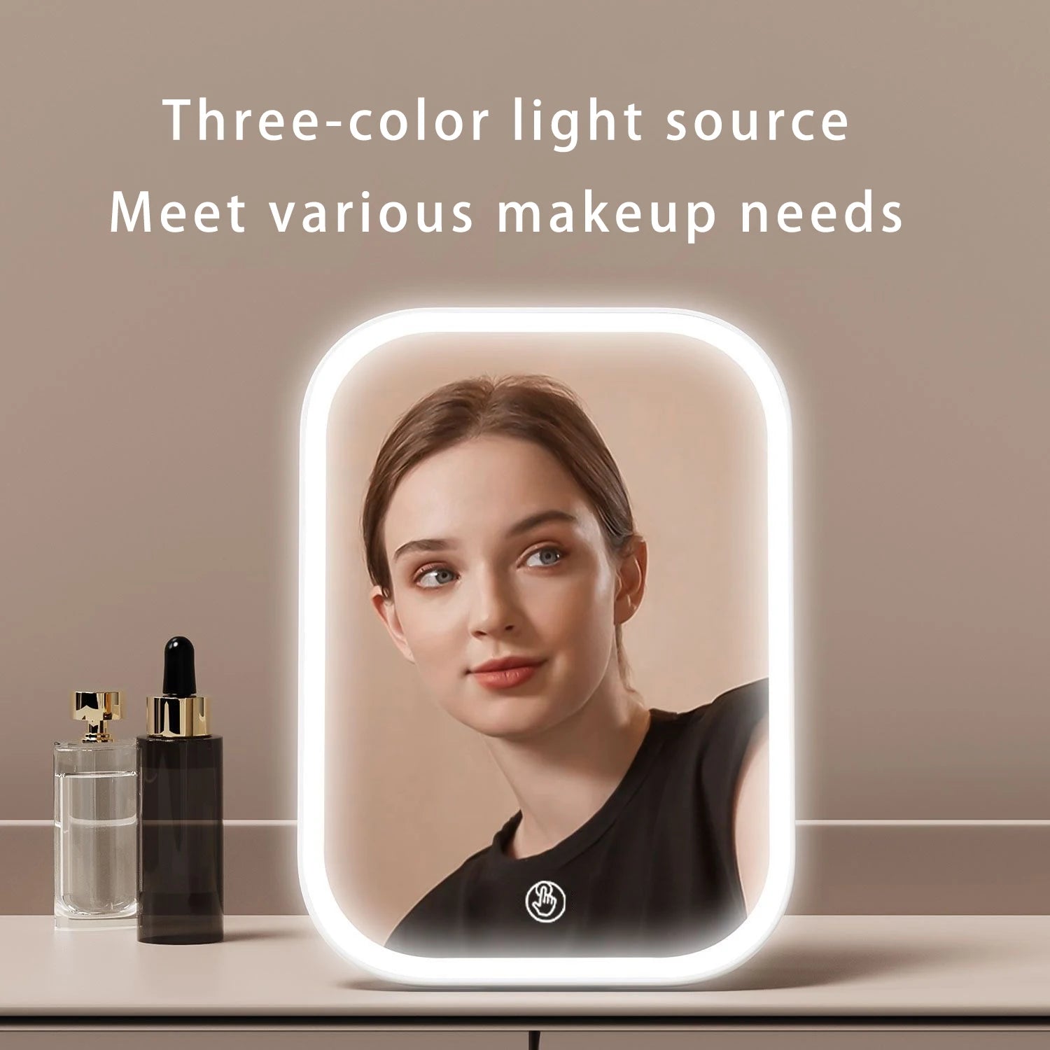 Miroir de maquillage portable, lumière de couleur réglable, lumière de maquillage, lampe de miroir sans fil, lampe de remplissage, Rotation rechargeable - Lencensa 