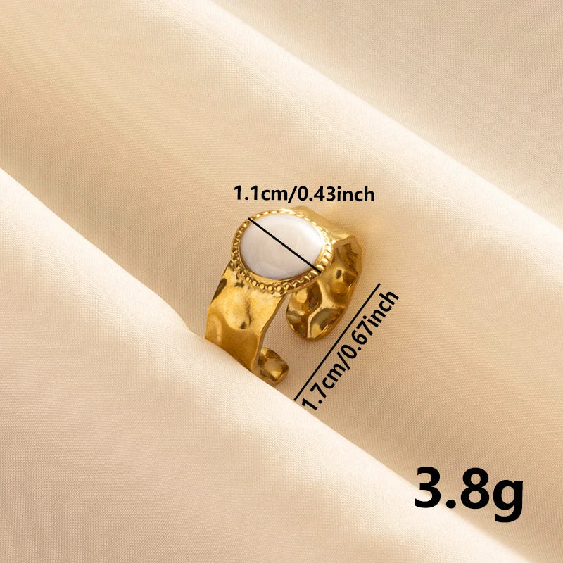 Bague en Acier Inoxydable Plaqué Or group pour Femme et Homme, Bijoux d'Anniversaire, Huile de Goutte à Goutte Blanche, Étoile, Cœur, Œil, Ouvert, Réglable, Vintage
