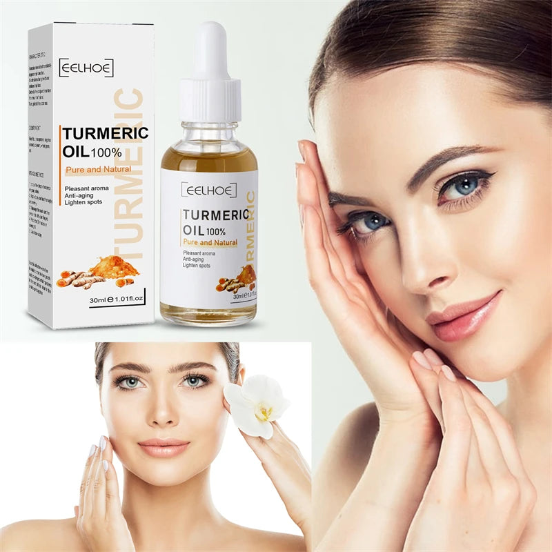 Sérum pour le visage au curcuma, rétrécit les pores, Essence réparatrice, mélanine, éclaircissant, hydratant, nourrissant, huile de cur-cumin, estompe les taches foncées, soins pour la peau