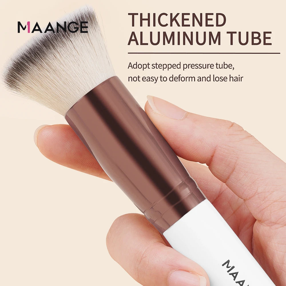 Maange-Pinceau de maquillage avec boîte pour femme, brosse pour fond de teint, correcteur, poudre, blush, contour, poils doux denses, outil de beauté, 1 pièce