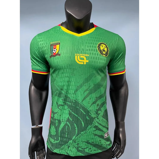 Maillot Football Cameroun Lions Indomptables 2024 - T-shirt 3D Respirant Version Joueur - Lencensa 