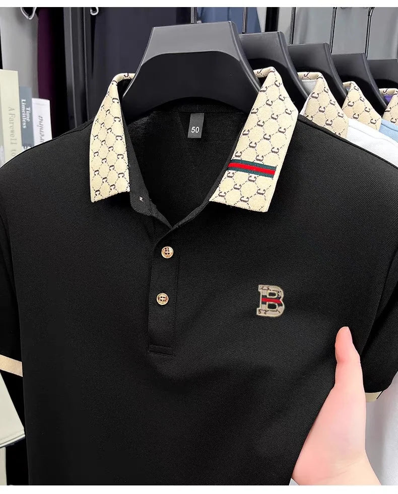 Polo Homme Luxe Lettre B - Manches Courtes Respirant Été - Lencensa 