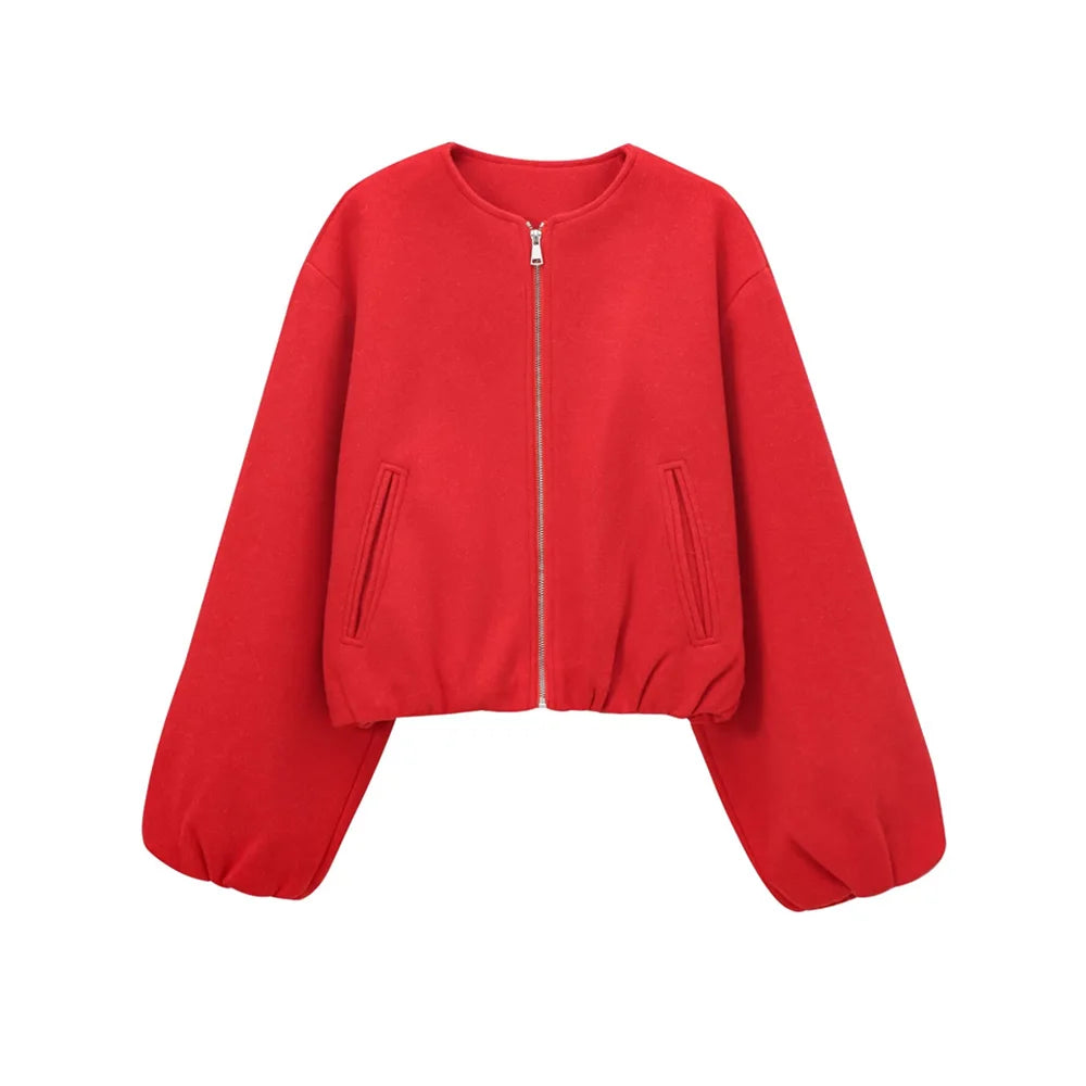 Veste Bombardier Femme Surdimensionnée - Manteau Zippé Tendance