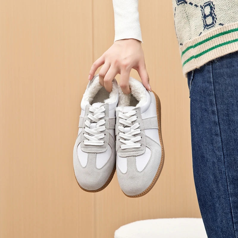 Baskets Femme en Cuir Véritable - Chaussures Décontractées Printemps 2025