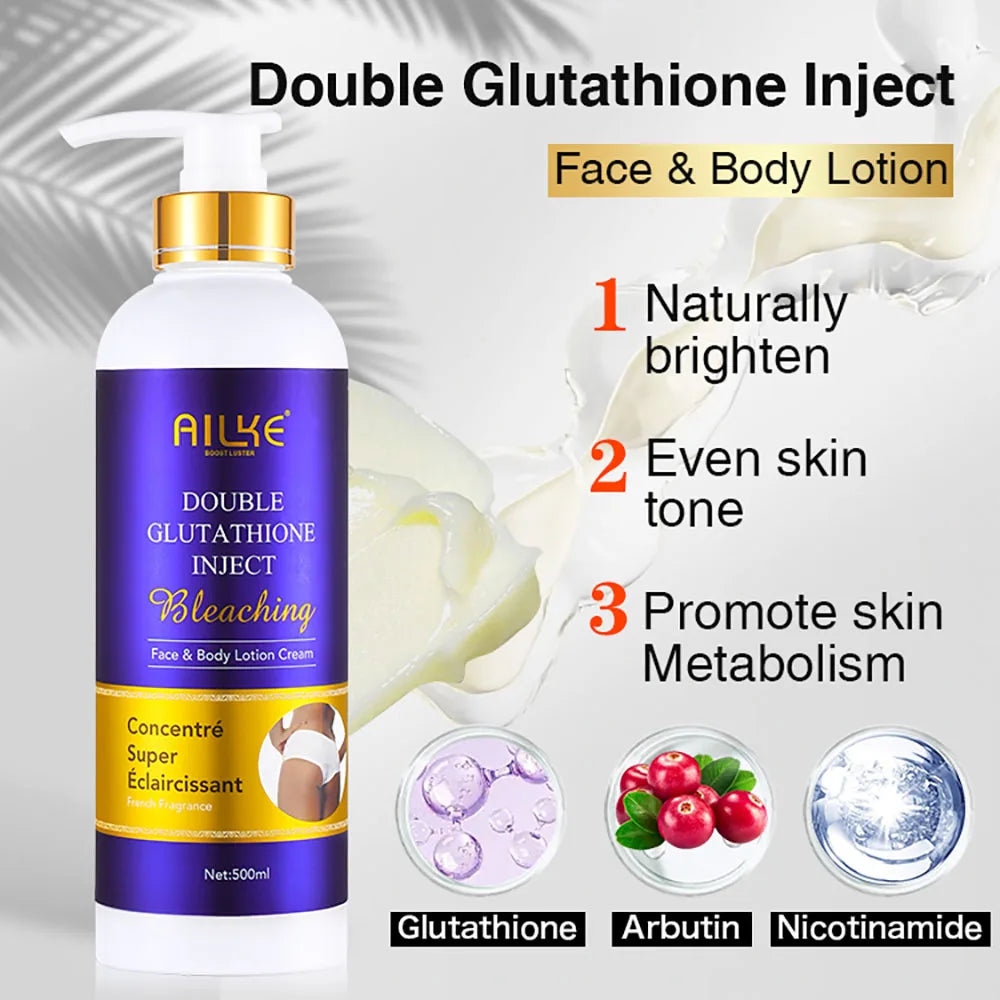 AILKE – ensemble de soins pour la peau blanchissant, éclaircissant, avec double glutathion, réduit les taches noires, foncées et blanches, pour tous les Types de peau