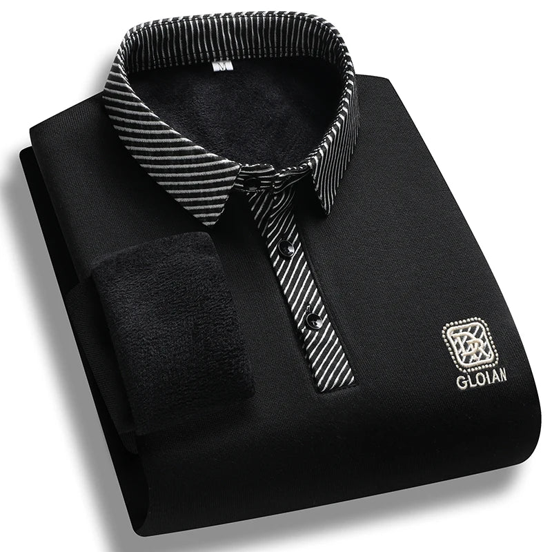Pull d'hiver en polaire pour hommes, col Polo, coupe cintrée, élégant, marque de luxe, faux deux pièces, pulls tricotés - Lencensa 