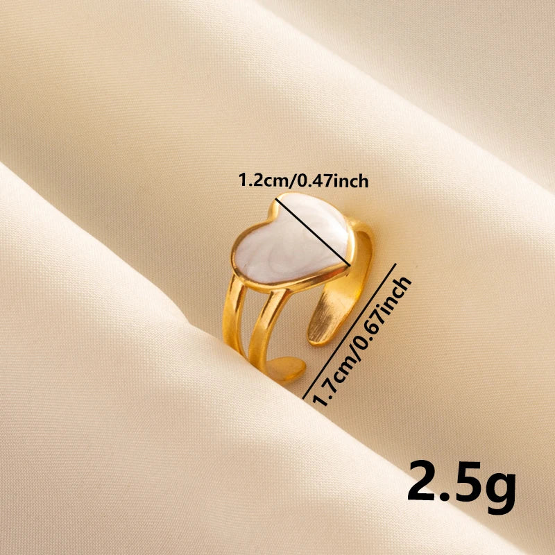 Bague en Acier Inoxydable Plaqué Or group pour Femme et Homme, Bijoux d'Anniversaire, Huile de Goutte à Goutte Blanche, Étoile, Cœur, Œil, Ouvert, Réglable, Vintage