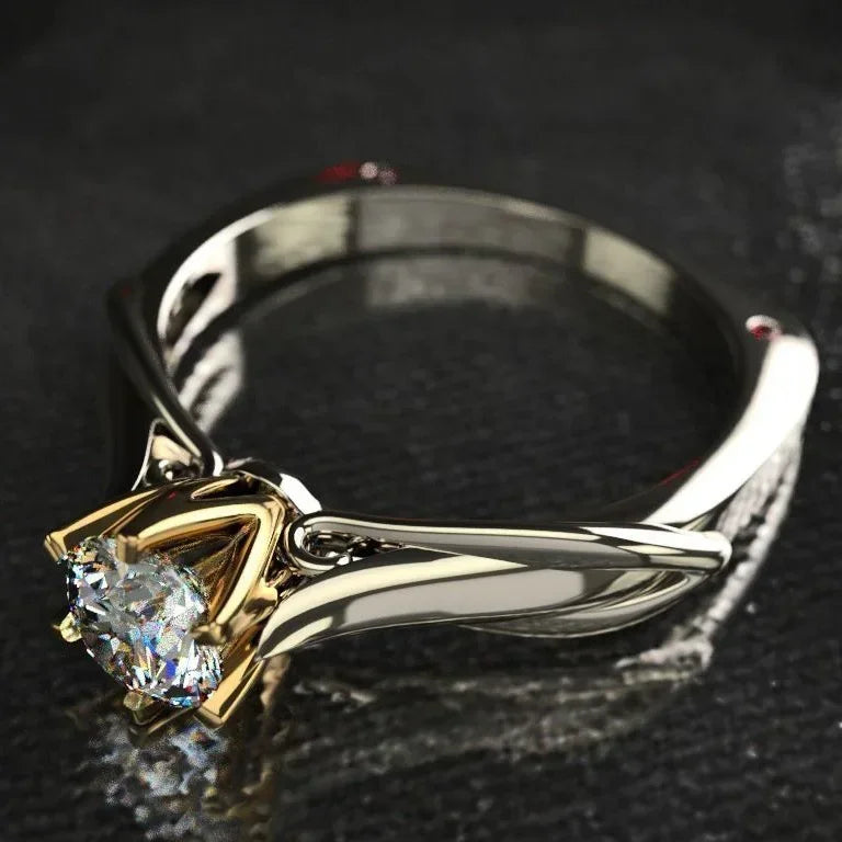 Bague Or 18K Moissanite Naturelle - Bijou Couple Mariage Premium