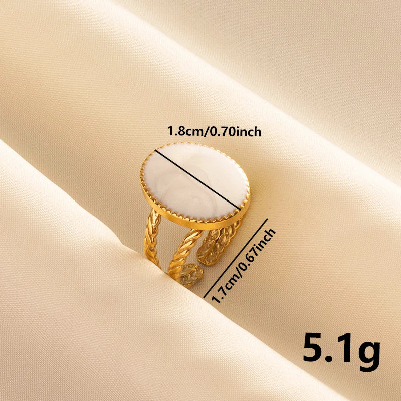 Bague en Acier Inoxydable Plaqué Or group pour Femme et Homme, Bijoux d'Anniversaire, Huile de Goutte à Goutte Blanche, Étoile, Cœur, Œil, Ouvert, Réglable, Vintage