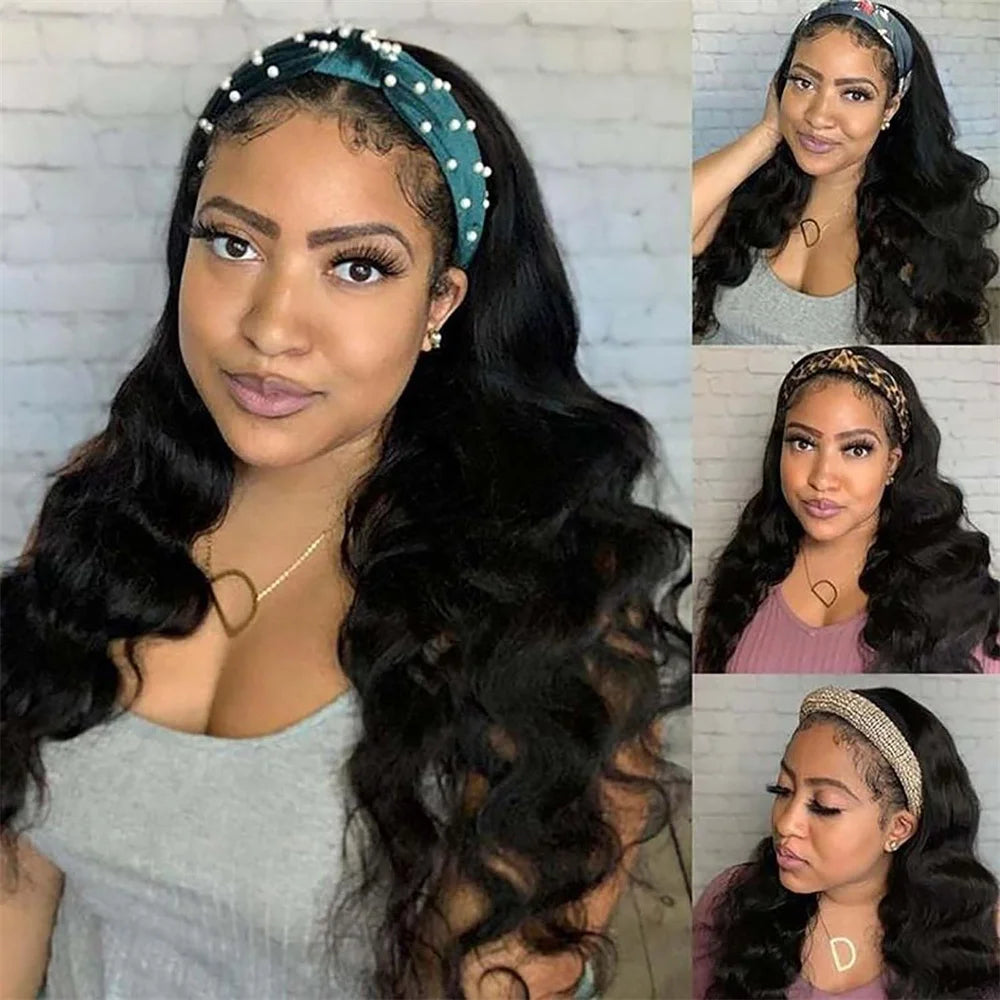 Perruque Body Wave Brésilienne Naturelle pour Femme Africaine, Cheveux Humains, Fait à la Machine, Densité 180%, Document