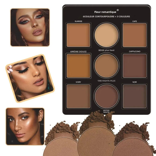 Kit de Palette de maquillage 9 couleurs, 1 pièce, 6 couleurs de Contour et 3 couleurs, outils de beauté imperméables longue durée pour le maquillage des femmes