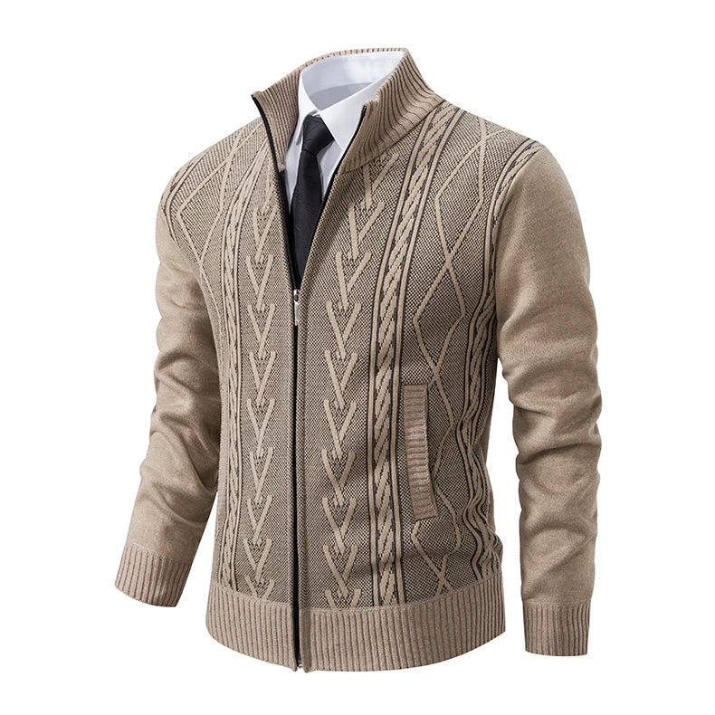 Cardigan Homme GQXAON Premium - Manteau Cachemire Zippé Automne-Hiver - Lencensa 