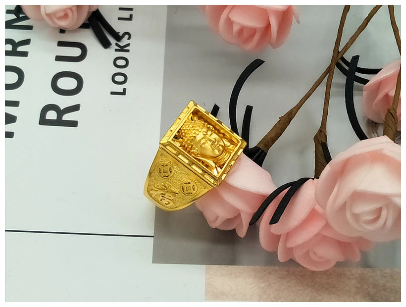 Véritables matiques en or 18 carats pour hommes, matiques de document, père, frère, tête de bouddha, religion, ne se décolore pas, bijoux fins, cadeaux, 100%