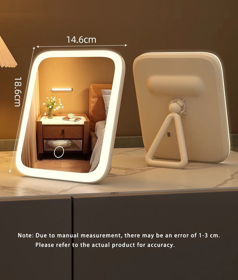 Miroir de maquillage portable, lumière de couleur réglable, lumière de maquillage, lampe de miroir sans fil, lampe de remplissage, Rotation rechargeable - Lencensa 