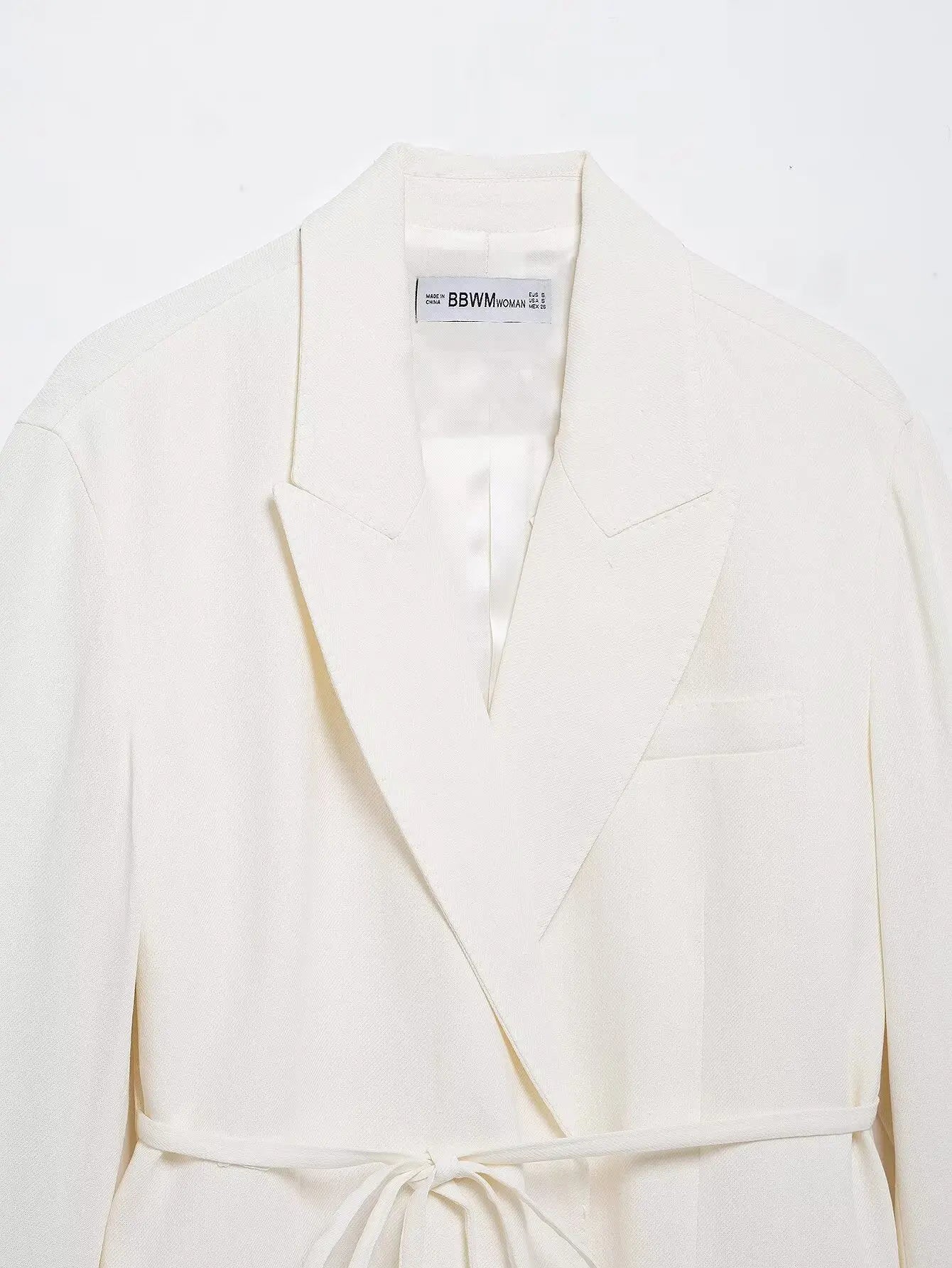 HH – costumes pour femmes, col rabattu blanc, manches longues, blazer à lacets + pantalon Long taille haute avec fermeture éclair, ensembles de mode printemps - Lencensa 