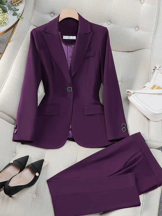 Costume pantalon pour femme, tenue de bureau, tenue de travail, ensemble 2 pièces, Blazer formel, veste et pantalon, automne et hiver - Lencensa 