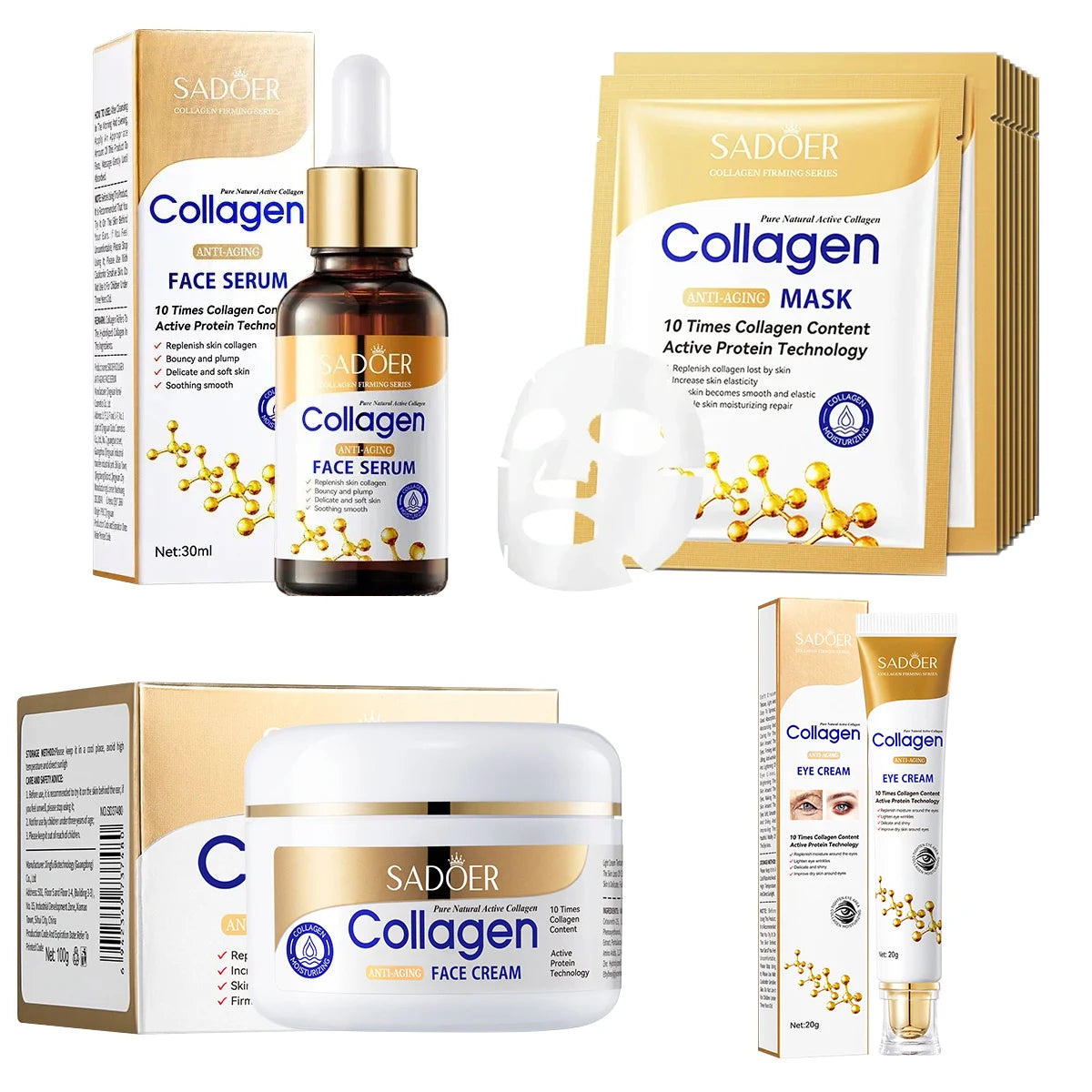 SADOER collagène soins de la peau série collagène masque Facial hydratant Anti-âge réparation éclaircissant peau masque Facial soins de la peau du visage - Lencensa 