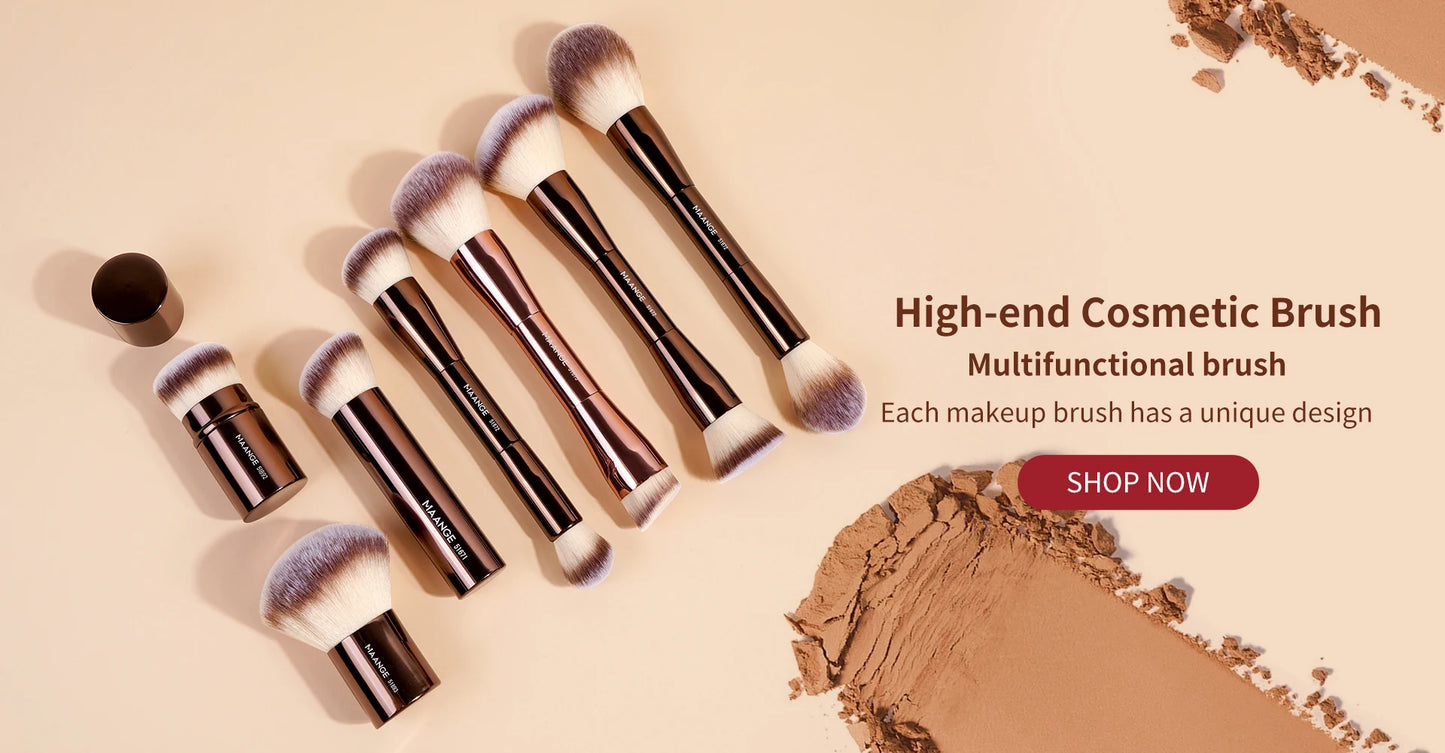 Maange-Pinceau de maquillage avec boîte pour femme, brosse pour fond de teint, correcteur, poudre, blush, contour, poils doux denses, outil de beauté, 1 pièce