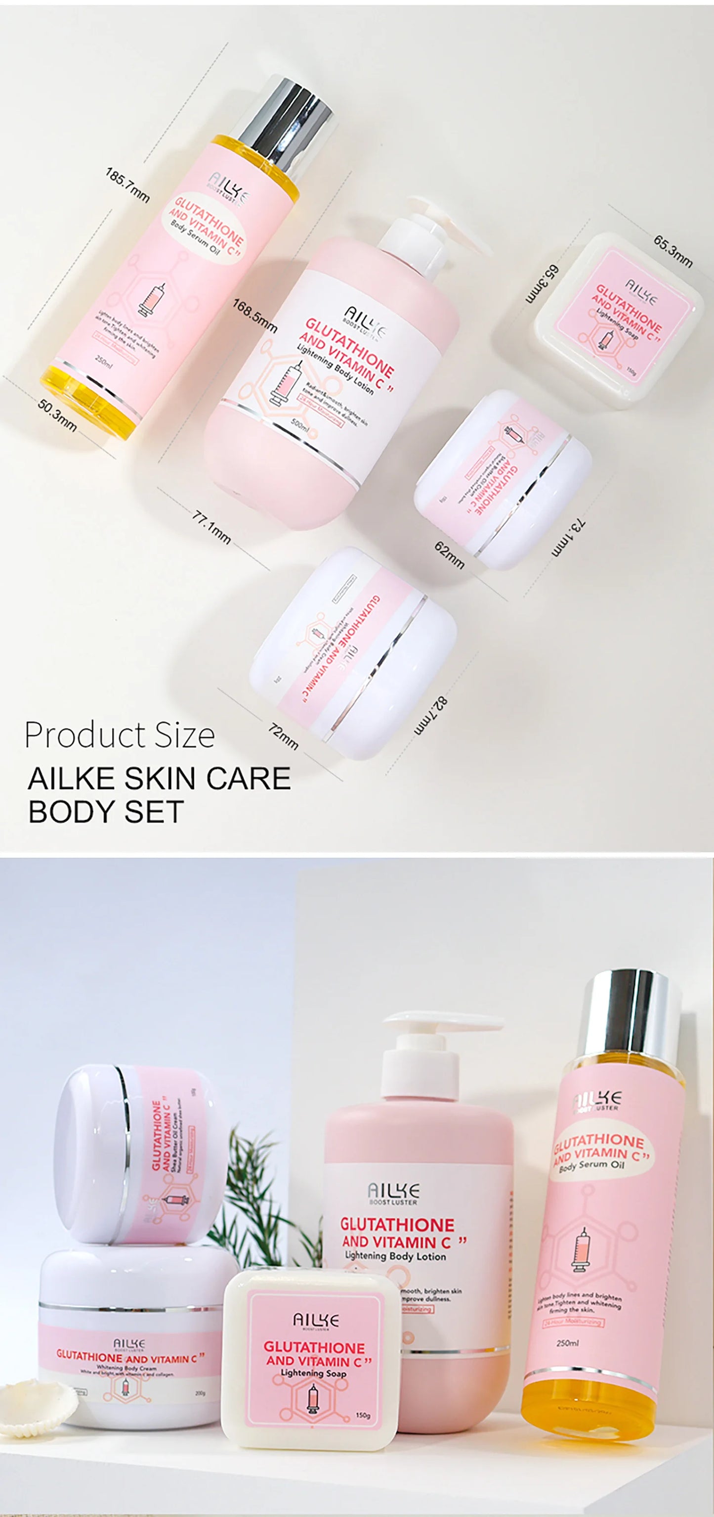 AILKE-Crème hydratante blanchissante pour le visage, élimine les taches noires, soins de la peau du visage, gratitude, corps, glutathion, vitamine C, peau noire, nouvel ensemble