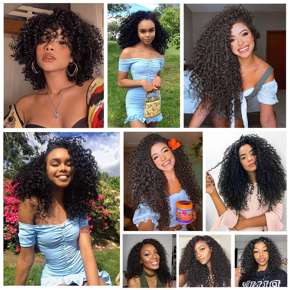 Mèches péruviennes 100% naturelles Remy, cheveux crépus bouclés, couleur naturelle, Extensions de cheveux humains vierges, 10-30 pouces, pour femmes noires