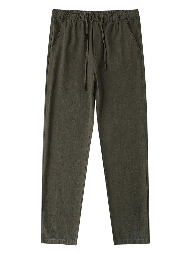 Pantalon Chino Homme Coton Lin - Jambes Larges Décontracté Baggy - Lencensa 