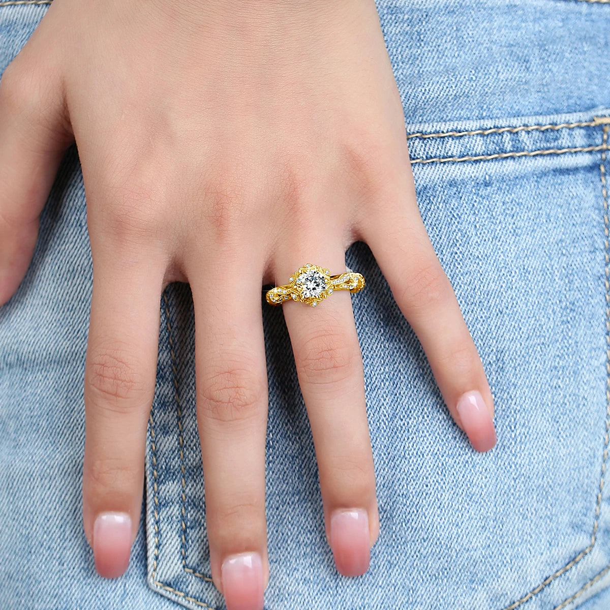 Bague de luxe plaquée or 18 carats pour femmes, 1ct D vvs1, Moissanite, bracelet de mariage en argent 925, haute qualité, cadeau de fiançailles, bijoux fins