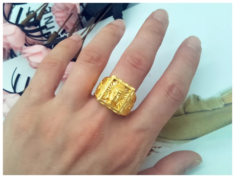 Véritables matiques en or 18 carats pour hommes, matiques de document, père, frère, tête de bouddha, religion, ne se décolore pas, bijoux fins, cadeaux, 100%