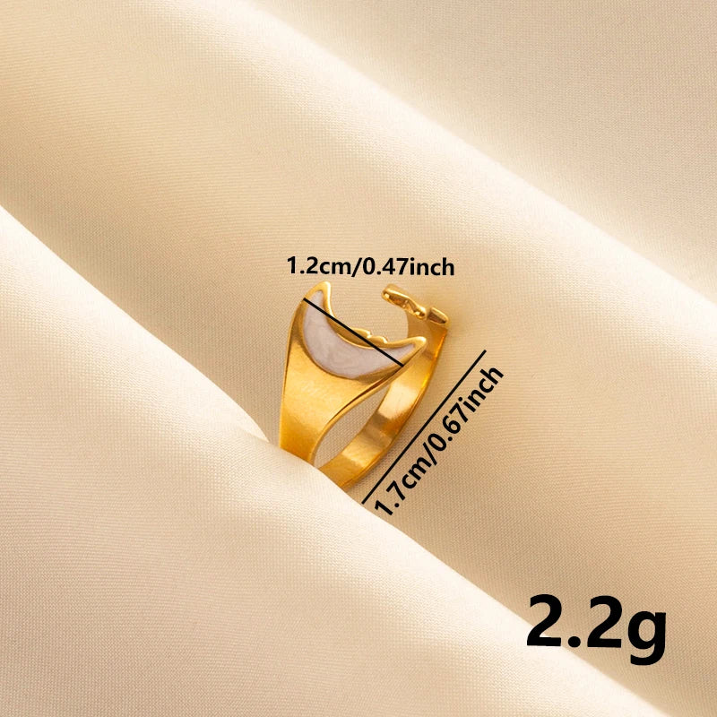 Bague en Acier Inoxydable Plaqué Or group pour Femme et Homme, Bijoux d'Anniversaire, Huile de Goutte à Goutte Blanche, Étoile, Cœur, Œil, Ouvert, Réglable, Vintage