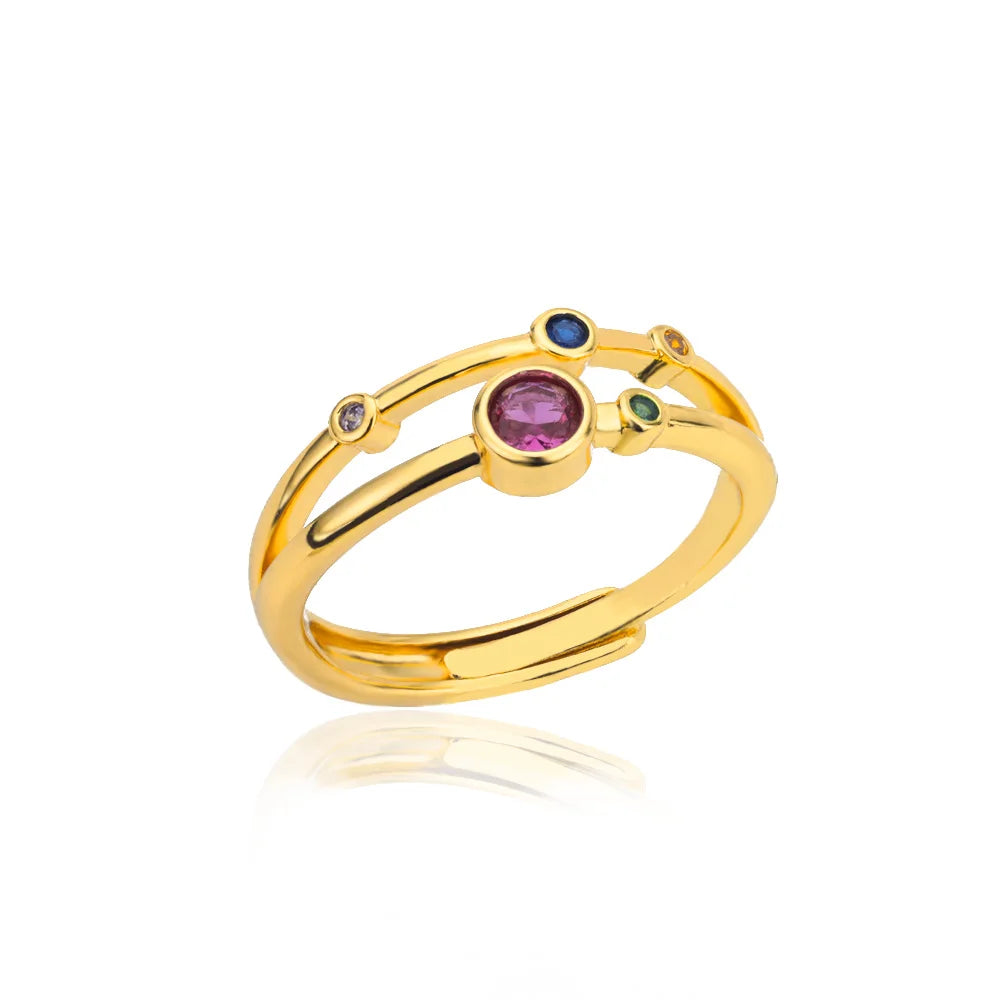 Bague Zircon Dorée Acier Inoxydable - Style Y2K Tendance 2025
