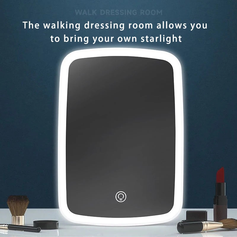 Miroir de maquillage portable, lumière de couleur réglable, lumière de maquillage, lampe de miroir sans fil, lampe de remplissage, Rotation rechargeable - Lencensa 