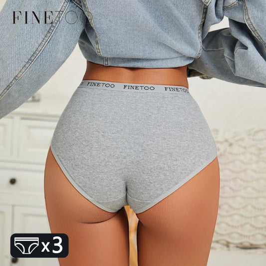 3 pièces grande taille sous-vêtements en coton Sexy rayé taille moyenne culotte respirant ceinture extensible slips femme confort Lingerie Shorts nouveau - Lencensa 