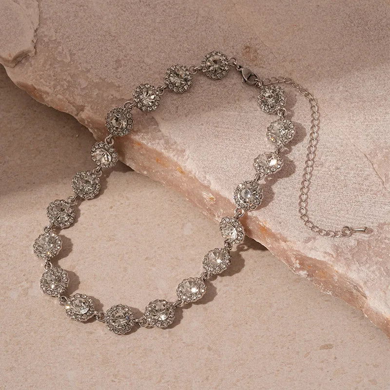 Rotterdam Kly-Collier Ras du Cou avec Strass Colorés, Géométrique, Rond, Carré, Clip, Bijoux de Mariage pour Femme Patiente