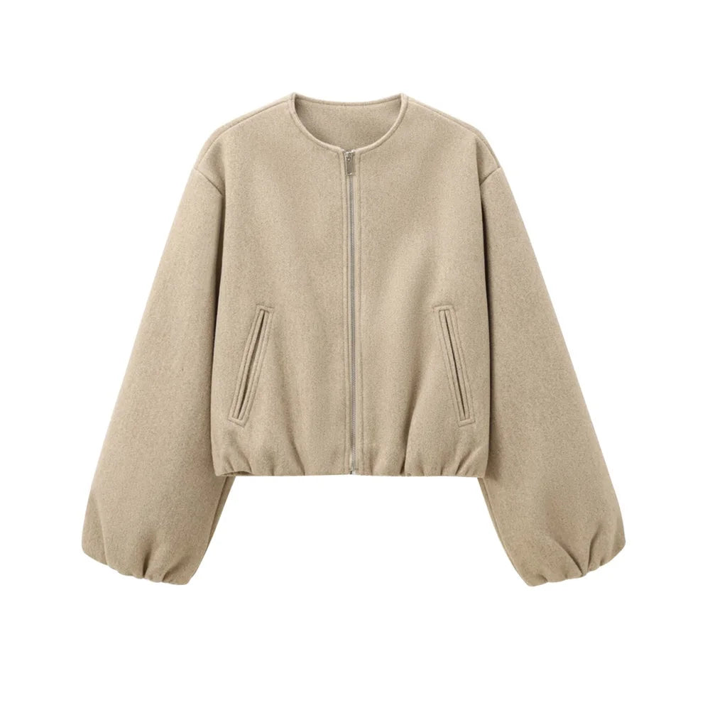 Veste Bombardier Femme Surdimensionnée - Manteau Zippé Tendance