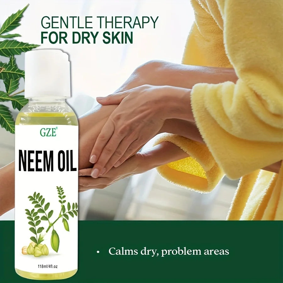 GZE Neem Oil for Skin, Hair Growth Undiluted Cold-Pressed, Uses for Hair, Skin, and Nails - Lencensa 
