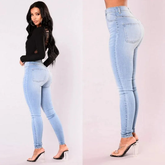 Jean Premium Femme Taille Haute - Denim Stretch Haute Qualité Push-Up