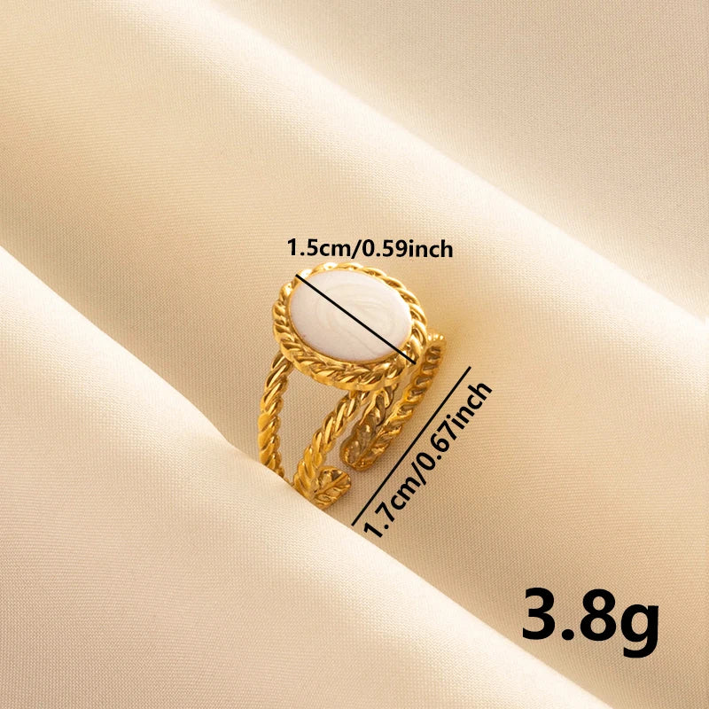Bague en Acier Inoxydable Plaqué Or group pour Femme et Homme, Bijoux d'Anniversaire, Huile de Goutte à Goutte Blanche, Étoile, Cœur, Œil, Ouvert, Réglable, Vintage
