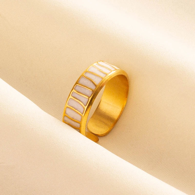 Bague en Acier Inoxydable Plaqué Or group pour Femme et Homme, Bijoux d'Anniversaire, Huile de Goutte à Goutte Blanche, Étoile, Cœur, Œil, Ouvert, Réglable, Vintage