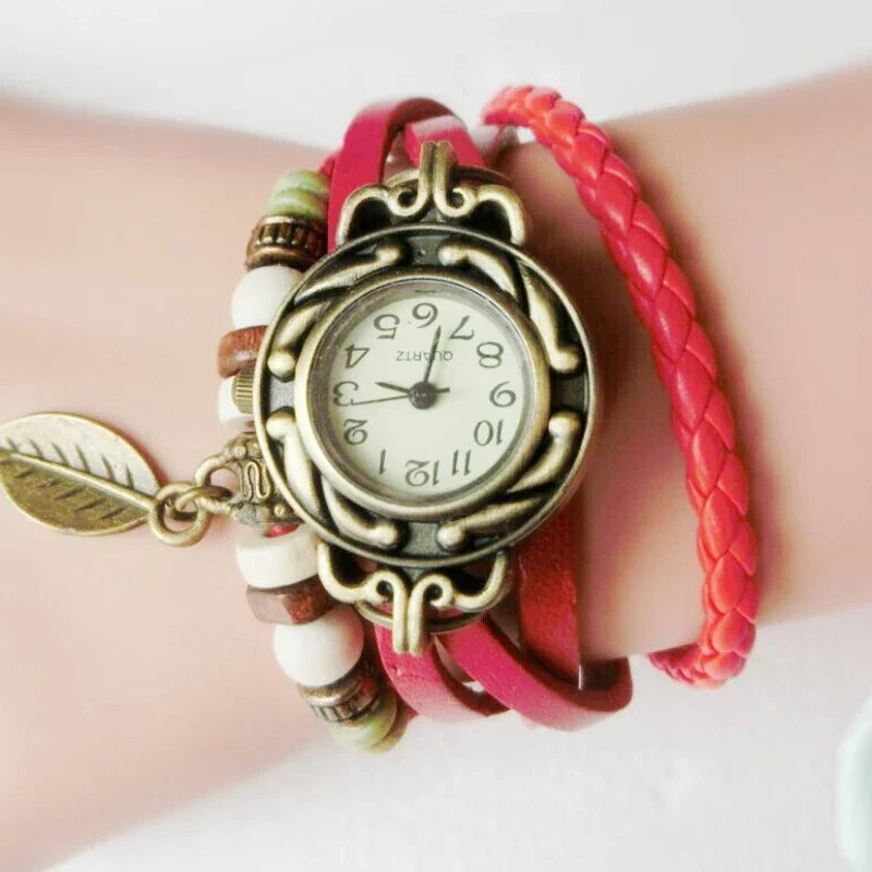 Montres-bracelets vintage pour femmes, bracelet en cuir, petit cadran, montre à quartz pour femme, montres provoqué pour dames, mode élégante - Lencensa 