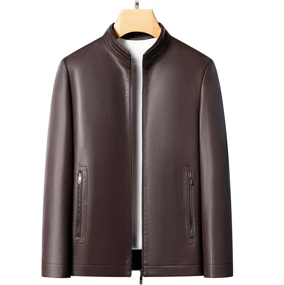 Veste Cuir Véritable Premium Lencensa - Col Montant Mode Jeune - Qualité Exceptionnelle
